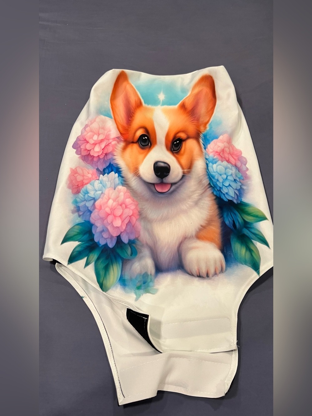 Cute Corgi Floral Dog Harness luggage cover - White with Orange and Pink Print